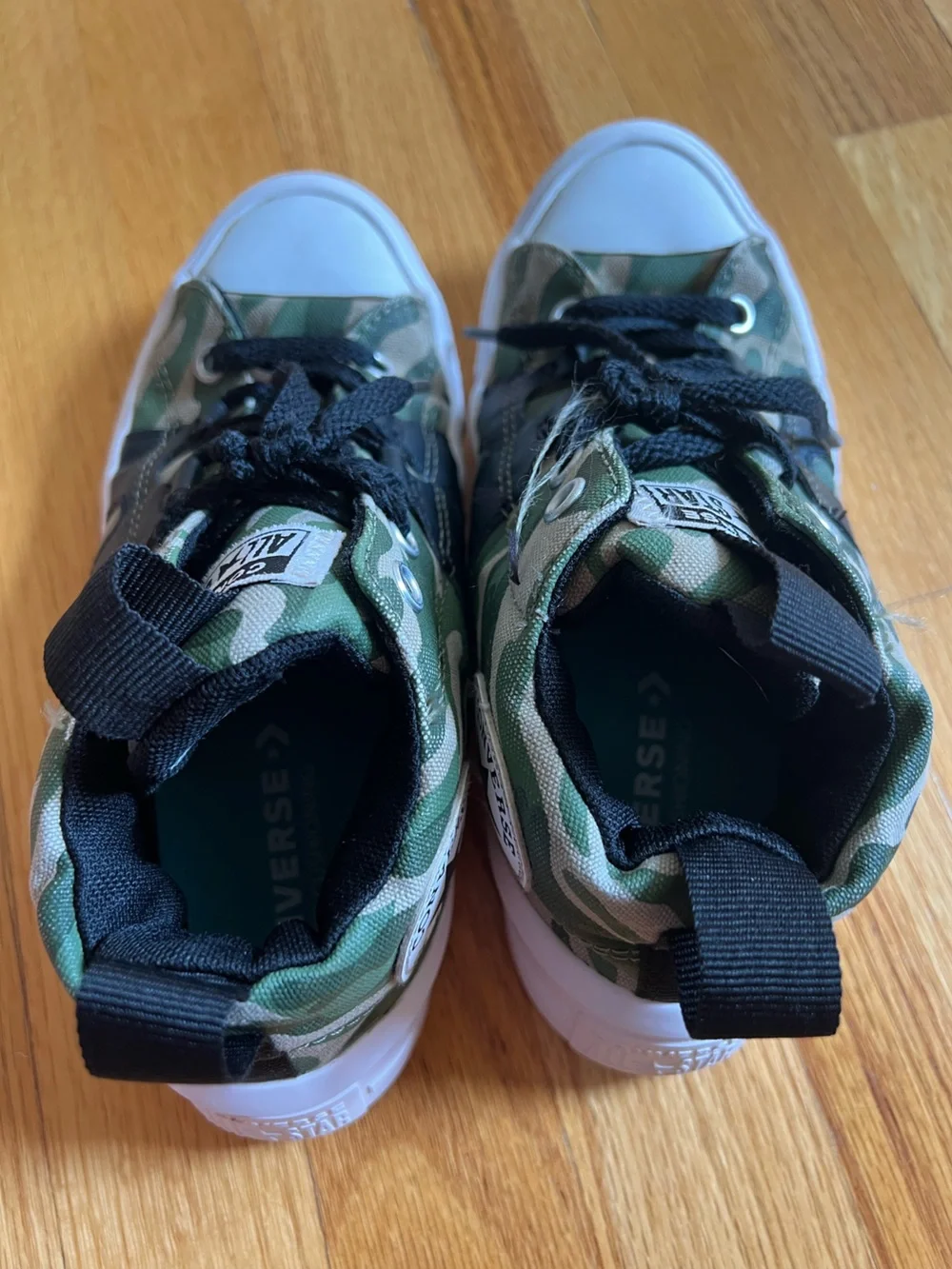 Converse Kids Camouflage High-Top Sneakers - Green/Black/Tan size 2